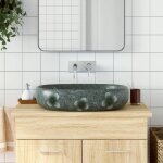 Vidaxl vasque  poser bleu ovale 59x40x14 cm cramique