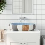 Vidaxl vasque  poser multicolore ovale 59x40x14 cm cramique