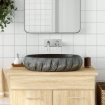 Vidaxl vasque  poser noir et gris ovale 59x40x15 cm cramique