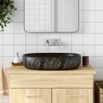 Vidaxl vasque  poser noir ovale 59x40x14 cm cramique