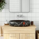 Vidaxl vasque  poser noir ovale 59x40x15 cm cramique