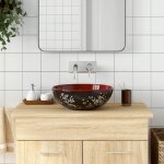 Vidaxl vasque � poser noir et rouge rond ?41x14 cm c�ramique