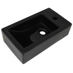 Vidaxl vasque avec trou de robinet cramique noir 46 x 25, 5 x 12 cm