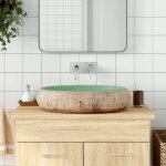 Vidaxl vasque  poser vert et marron ovale 59x40x15 cm cramique