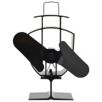 Vidaxl ventilateur de pole aliment par chaleur 2 pales noir