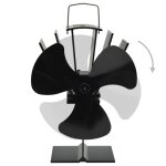 Vidaxl ventilateur de pole aliment par chaleur 3 pales noir