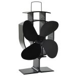 Vidaxl ventilateur de pole aliment par chaleur 4 pales noir
