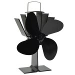 Vidaxl ventilateur de pole aliment par chaleur 4 pales noir