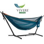 Hamac - vivere - maille - bleu / orange - support en acier - 2 personnes - 180 kg