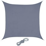 Voile d'ombrage carrée, 2 x 2 m, imperméable, concave, toile soleil avec tendeurs, gris clair Voile d'ombrage carrée, 2 x 2 m, imperméable, concave, toile soleil avec tendeurs, gris clair
