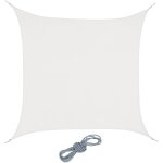 Voile d'ombrage carrée, 4 x 4 m, pes, imperméable, toile soleil concave avec tendeurs, blanc crème Voile d'ombrage carrée, 4 x 4 m, pes, imperméable, toile soleil concave avec tendeurs, blanc crème