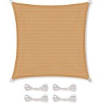 Voile d'ombrage avec cordes de fixation pare - soleil jardin balcon basic carr 2, 6 x 2, 6 m beige sable ...