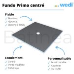 Wedi - receveur fundo primo carr, coulement centr 900x900x40 mm rf. 07 - 37 - 35 170