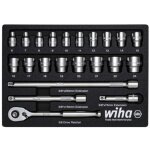 Wiha en mousse insert cl� � cliquet 3 / 8 double fixer hex m�triques, 23 pcs.