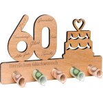Wobequ support de billets de banque en bois, cadeau d'anniversaire pour 60 ans