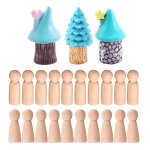 Wooden people plain blank bodies angel dolls pack of 20 with miniature fairy garden vase mushroom house ...