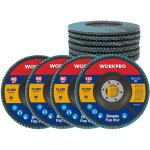 Workpro lot de 10 disques abrasifs � lamelles 125 mm, grain 40 - 60 - 80 - 120, disque � meuler en alumine ...