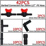 Wujie - kit d'arrosage goutte - � - goutte, raccords barbel�s de 16mm, raccord coud� en t, bouchon d'extr�mit� ...