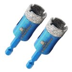 Yemaesre - lot de 2 forets de scie - cloche diamant de 20 mm a tige hexagonale pour carrelage en porcelaine, ...