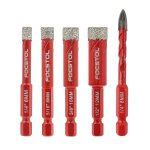 Yemaesre - foret diamant sec - 4 pices 6 / 8 / 10 / 12mm trpan diamant & 1 pice 6mm foret au carbure ...