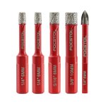 Yemaesre - foret diamant sec - 4 pices 6 / 6 / 8 / 10mm trpan diamant + 1 pice foret au carbure avec ...