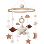 Yemaesre - lit bb mobile avec etoiles en bois mobile bb fille cloche carillon de vent suspendu pour ...