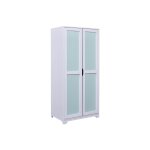 Armoire fonctionnelle en bois massif gris et vert sauge Armoire fonctionnelle en bois massif gris et vert sauge