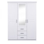 Armoire  miroir en pin massif blanc eloba