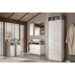 Armoire de rangement salle de bain 2 portes 5 tagres coloris effet bton faade blanc