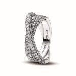 Bague anneau double pav� crois� - pandora timeless