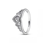 Bague argent�e tiare royale micro - perl�e