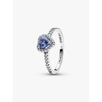 Bague coeur sur�lev� bleuet scintillant