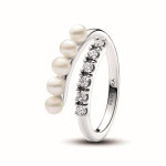 Bague femme argent sterling 193145c01 avec perle blanche et zircone transparente pandora timeless