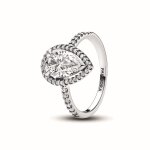 Bague pandora timeless - halo poire scintillant en argent 925 / 1000
