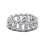Bague maille cubaine pave