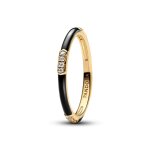 Bague résine façon Émail noire & pierres Bague résine façon Émail noire & pierres