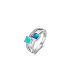 Bague ti sento - 12326db argent rhodié multi joncs pierres synthétiques bleue et turquoise Bague ti sento - 12326db argent rhodié multi joncs pierres synthétiques bleue et turquoise