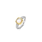 Bague ti sento - 12331mw argent doré et doublé nacre carré et pavage Bague ti sento - 12331mw argent doré et doublé nacre carré et pavage