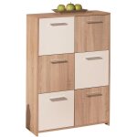 Bahut de 6 casiers de rangement en bois 77x30 cm blanc et naturel gondola Bahut de 6 casiers de rangement en bois 77x30 cm blanc et naturel gondola
