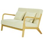 Banquette - banc ohama au style scandinaveen hva et velours beige certifie fsc