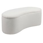 Banquette - coffre courbe beanie tissu bouclette blanc