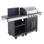 Barbecue gaz fidgi 4 brleurs, rchaud latral et desserte