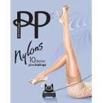 Bas 10d beige en nylon avec dentelles