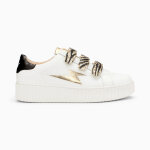 Baskets clair dorianne blanc et or  scratchs zbre