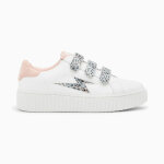 Baskets clair maeva blanc et rose  scratchs lopard