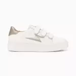 Baskets �clair eva blanc et taupe serpent � scratchs