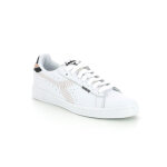 Baskets femme game l l zigzag blanc / p�che en cuir