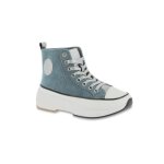 Basket femme toile bleu velours christa en coton