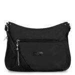 Besace noire zippe basic pompon - lancaster en tissu