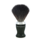Blaireau de rasage avec manche imitation Ébène chromé et fibres synthétiques noires Blaireau de rasage avec manche imitation Ébène chromé et fibres synthétiques noires